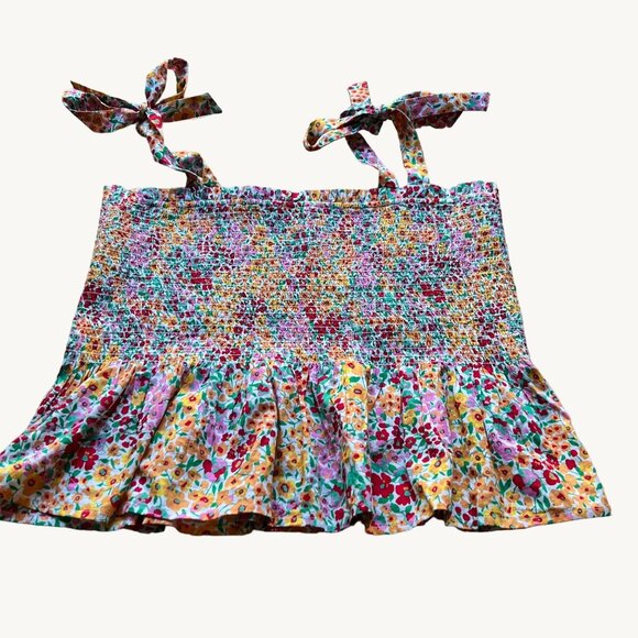 J. Crew Tops - J. Crew size XL Floral Print Smocked Tie Shoulder Tank Top